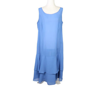 Vintage 80s Miss Elliette cornflower blue sheer midi dress 16